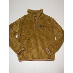 Patagonia Los Gatos Fleece Pullover Sweater 1/4 Zip Fuzzy Womens M Rust Brown